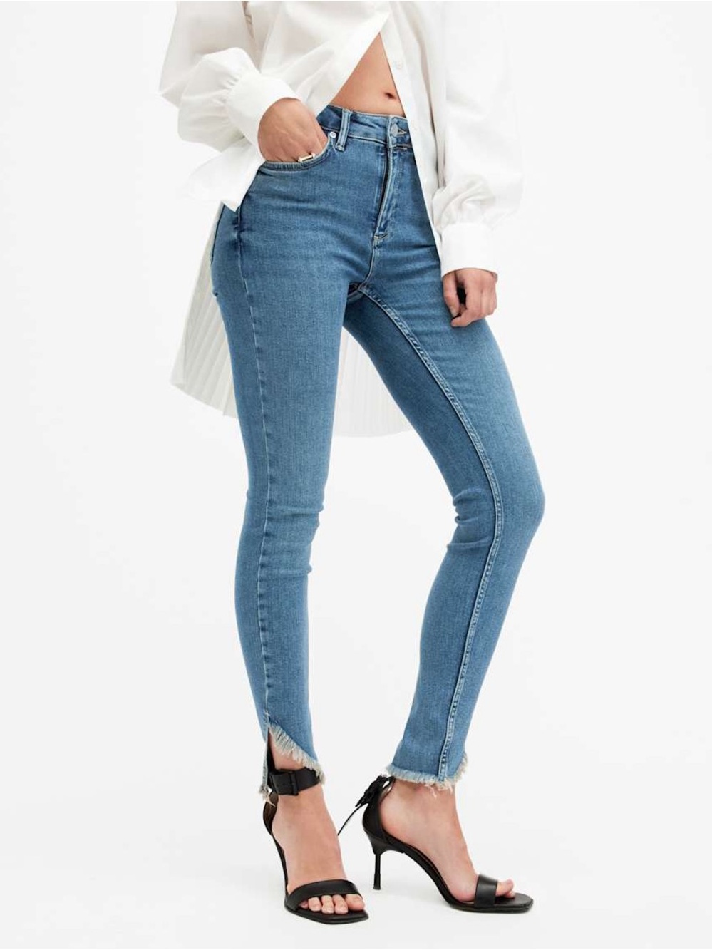 All Saints 
DAX ASYMMETRIC HEM SKINNY DE